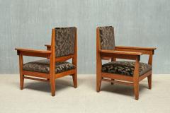 Anton Lucas Pair of Anton Lucas Art Deco Armchairs in Oak and Macassar Netherlands 1920s - 4597969