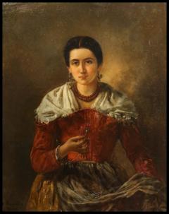 Anton Romako 19th Century Portrait Painting of a Women by Anton Romako Austrian 1832 1889  - 3880423