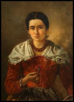 Anton Romako 19th Century Portrait Painting of a Women by Anton Romako Austrian 1832 1889  - 3880479