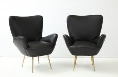 Antonino Gorgone Modernist Brass And Leather Lounge Chairs - 2161683