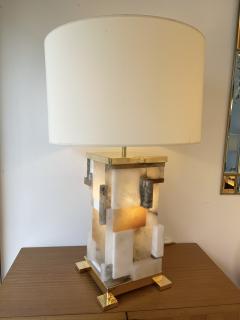 Antonio Cagianelli Contemporary Pair of Alabaster Gilt Metal Cubismi Lamps by Cagianelli Italy - 1910017