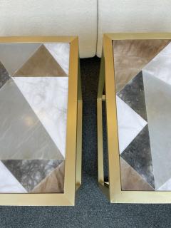 Antonio Cagianelli Contemporary Pair of Brass Cube Tables Alabaster by Antonio Cagianelli Italy - 2265141