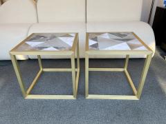 Antonio Cagianelli Contemporary Pair of Brass Cube Tables Alabaster by Antonio Cagianelli Italy - 2265142