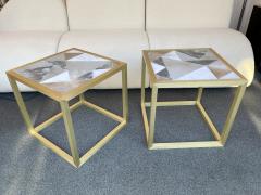 Antonio Cagianelli Contemporary Pair of Brass Cube Tables Alabaster by Antonio Cagianelli Italy - 2265144