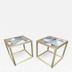 Antonio Cagianelli Contemporary Pair of Brass Cube Tables Alabaster by Antonio Cagianelli Italy - 2266981