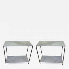 Antonio Citterio 2 Italian Iron Marble Minimalist Consoles Sofa Tables Attr Antonio Citterio - 1698525