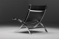 Antonio Citterio Black Leather Scissor Chair by Antonio Citterio for Flexform 1980s - 2847992