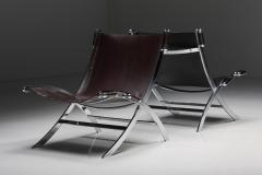 Antonio Citterio Black Leather Scissor Chair by Antonio Citterio for Flexform 1980s - 2847996