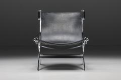 Antonio Citterio Black Leather Scissor Chair by Antonio Citterio for Flexform 1980s - 2848051