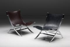 Antonio Citterio Burgundy Leather Scissor Chair by Antonio Citterio for Flexform 1980s - 2848003