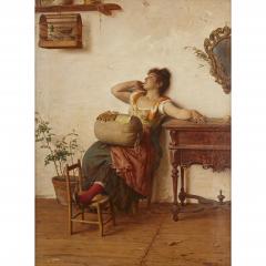 Antonio Ermolao Paoletti Italian oil on canvas painting of a lacemaker by Paoletti - 2201347