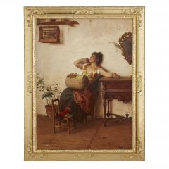 Antonio Ermolao Paoletti Italian oil on canvas painting of a lacemaker by Paoletti - 2201348