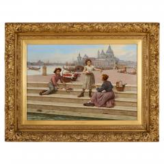 Antonio Ermolao Paoletti Large antique Italian figurative oil painting of Venice by Paoletti - 4330141