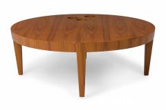 Antonio Fortuna Walnut Circular Coffee Table with Round Cutouts - 4171588