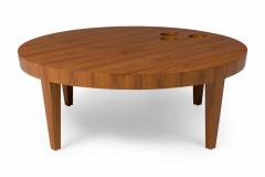 Antonio Fortuna Walnut Circular Coffee Table with Round Cutouts - 4171589