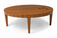 Antonio Fortuna Walnut Circular Coffee Table with Round Cutouts - 4171590