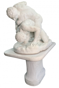 Antonio Frilli ITALIAN LIFE SIZE WHITE MARBLE GROUP TITLED THE WRESTLERS AFTER ANTONIO FRILLI - 3564901