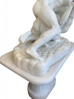 Antonio Frilli ITALIAN LIFE SIZE WHITE MARBLE GROUP TITLED THE WRESTLERS AFTER ANTONIO FRILLI - 3565011