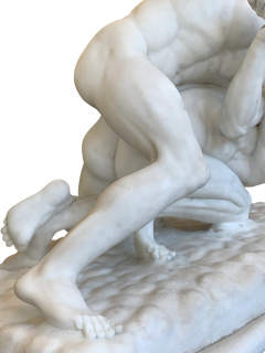 Antonio Frilli ITALIAN LIFE SIZE WHITE MARBLE GROUP TITLED THE WRESTLERS AFTER ANTONIO FRILLI - 3565026