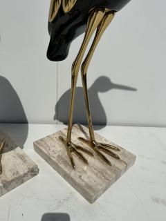 Antonio Pavia Pair of Brass Heron Sculptures - 3607739