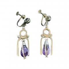 Antonio Pineda Mexican Modern Silver and Amethyst Earrings Antonio Pineda - 2452028