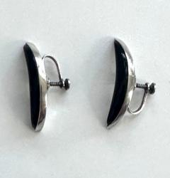 Antonio Pineda Mexican Modernist Silver Obsidian Four piece Jewelry Suite Taxco Antonio Pineda - 4179387