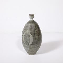 Antonio Prieto Mid Century Graphite Glazed Ceramic Vase W Fish Motif signed Antonio Prieto - 3926069