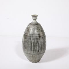 Antonio Prieto Mid Century Graphite Glazed Ceramic Vase W Fish Motif signed Antonio Prieto - 3926090