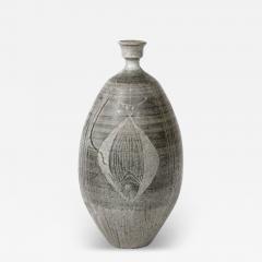 Antonio Prieto Mid Century Graphite Glazed Ceramic Vase W Fish Motif signed Antonio Prieto - 3930872