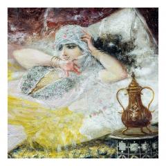Antonio Rivas A Fine Pair of Orientalist Oil Painting Depicting an Odalisque in the Harem - 2745276