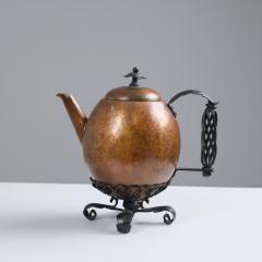 Antti Hakkarainen Arts Crafts Wrought Iron and Copper Tea Pot Antti Hakkarainen Finland 1940s - 4279742
