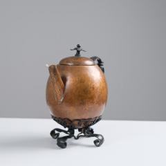Antti Hakkarainen Arts Crafts Wrought Iron and Copper Tea Pot Antti Hakkarainen Finland 1940s - 4279743