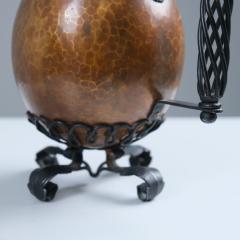 Antti Hakkarainen Arts Crafts Wrought Iron and Copper Tea Pot Antti Hakkarainen Finland 1940s - 4279746