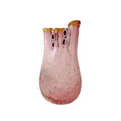 Anzolo Fuga Anzolo Fuga Hand Blown Pink Vase with Rings 1963 68 - 2915221