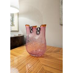 Anzolo Fuga Anzolo Fuga Hand Blown Pink Vase with Rings 1963 68 - 2915223