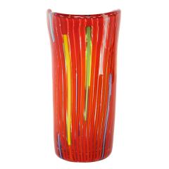 Anzolo Fuga Anzolo Fuga Hand Blown Vase with Multicolor Vertical Rods 1955 56 - 2301674