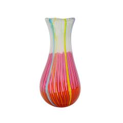 Anzolo Fuga Anzolo Fuga Large Hand Blown Glass Bandiere Vase in Orange Pink White 1955 58 - 3734477