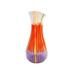 Anzolo Fuga Anzolo Fuga Large Hand Blown Glass Bandiere Vase in Purple Orange White 1955 58 - 3735436