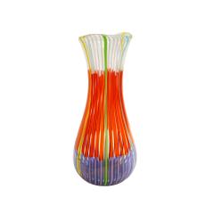 Anzolo Fuga Anzolo Fuga Large Hand Blown Glass Bandiere Vase in Purple Orange White 1955 58 - 3735438