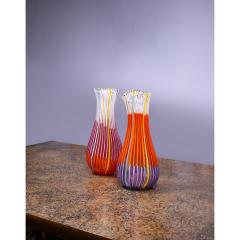 Anzolo Fuga Anzolo Fuga Large Hand Blown Glass Bandiere Vase in Purple Orange White 1955 58 - 3735440