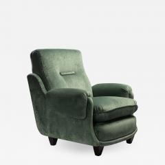 Aquamarine Armchair In Cotton Rayon Velvet Italy 1970s - 1907324