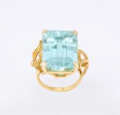 Aquamarine Retro 18 k Gold Ring - 2270348