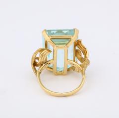 Aquamarine Retro 18 k Gold Ring - 2270352