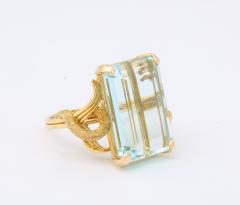 Aquamarine Retro 18 k Gold Ring - 2270357