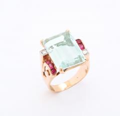 Aquamarine and Ruby Gold Ring - 3000320