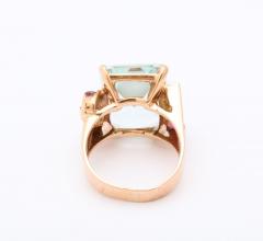 Aquamarine and Ruby Gold Ring - 3000323