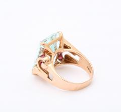 Aquamarine and Ruby Gold Ring - 3000324