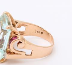 Aquamarine and Ruby Gold Ring - 3000325