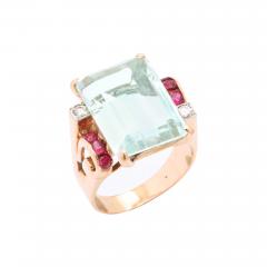 Aquamarine and Ruby Gold Ring - 3002268