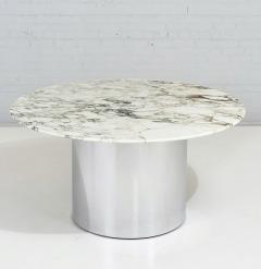 Arabescato Marble and Stainless Steel Drum Dining Table Italy 1970 - 2314755